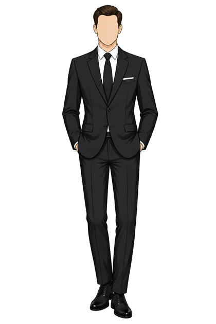 Ejemplo de traje oscuro con corbata